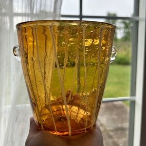 Vintage Italian Art Glass Ice Bucket for Small Bottle, Home Bar Cart Decor